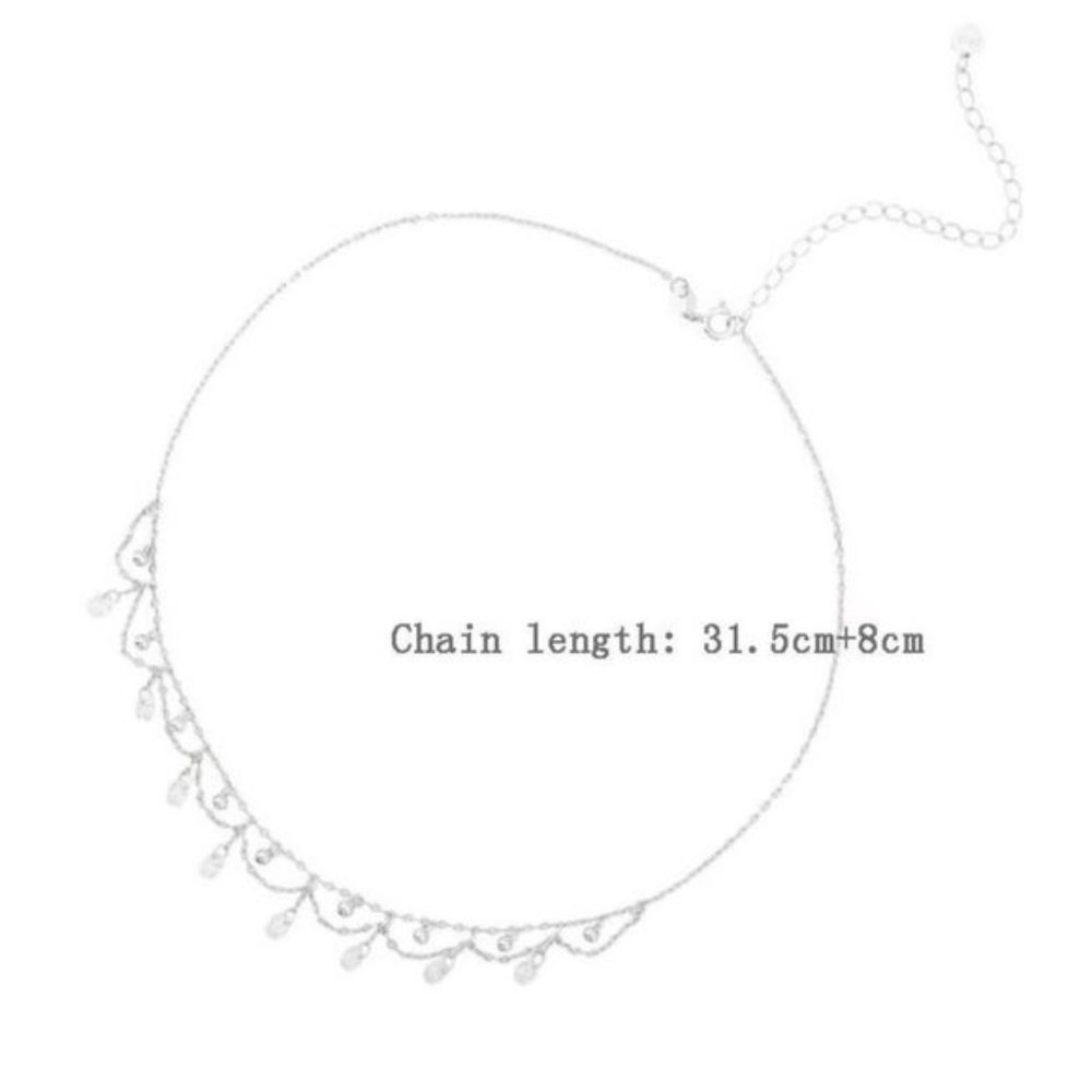 925 Sterling Silver Diamond Waterdrop Necklace A - Picture 8 of 8